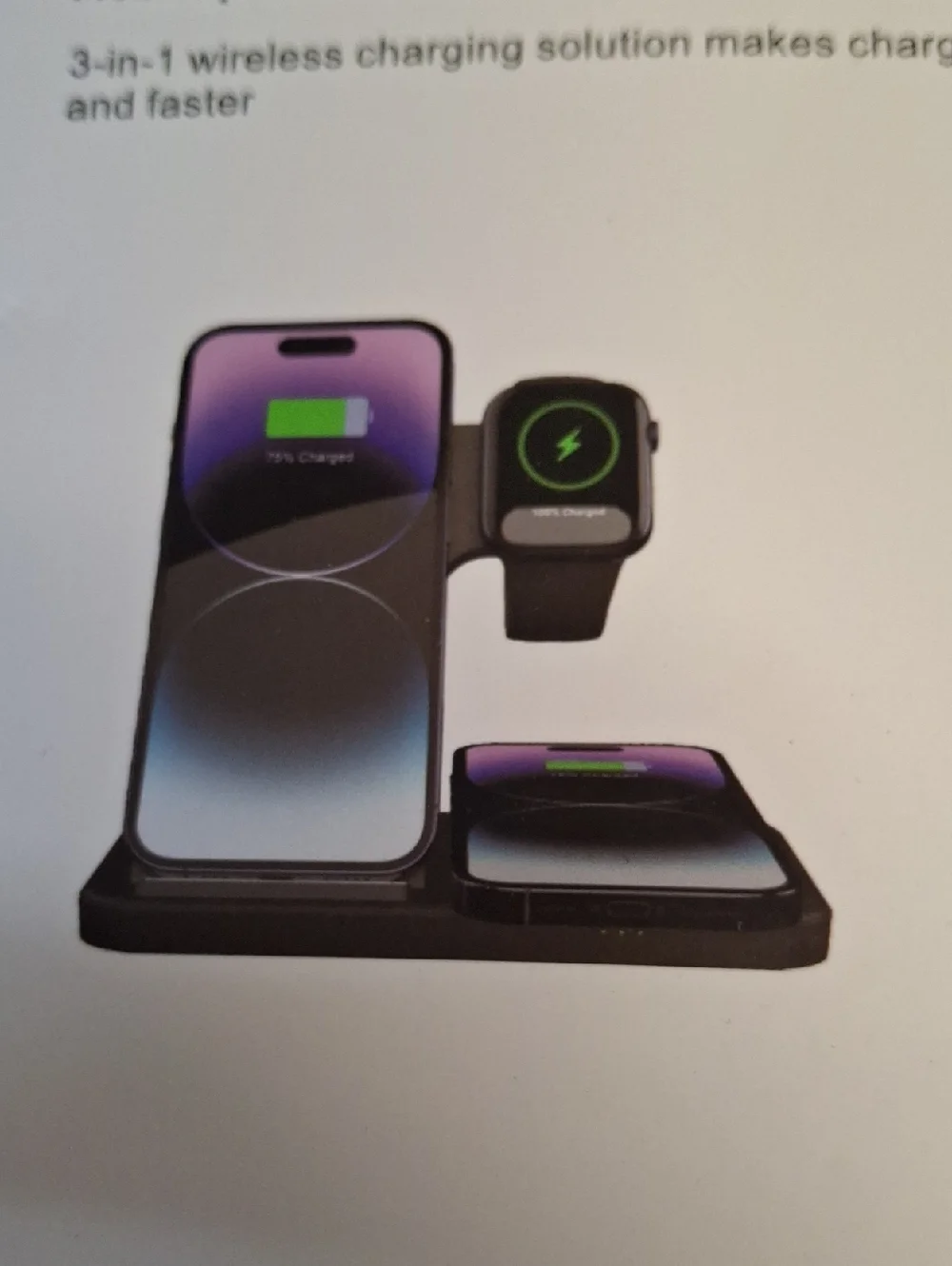 Foldable 3-in-1 wireless charging station Phone Watch Headphone New
